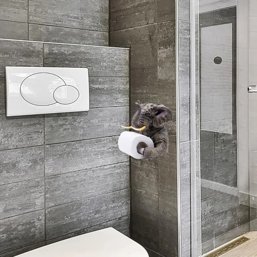 Novelty Elephant Toilet Roll Holder Wall Mounted Unique Bathroom Safari Ornament - Picture 22 of 24