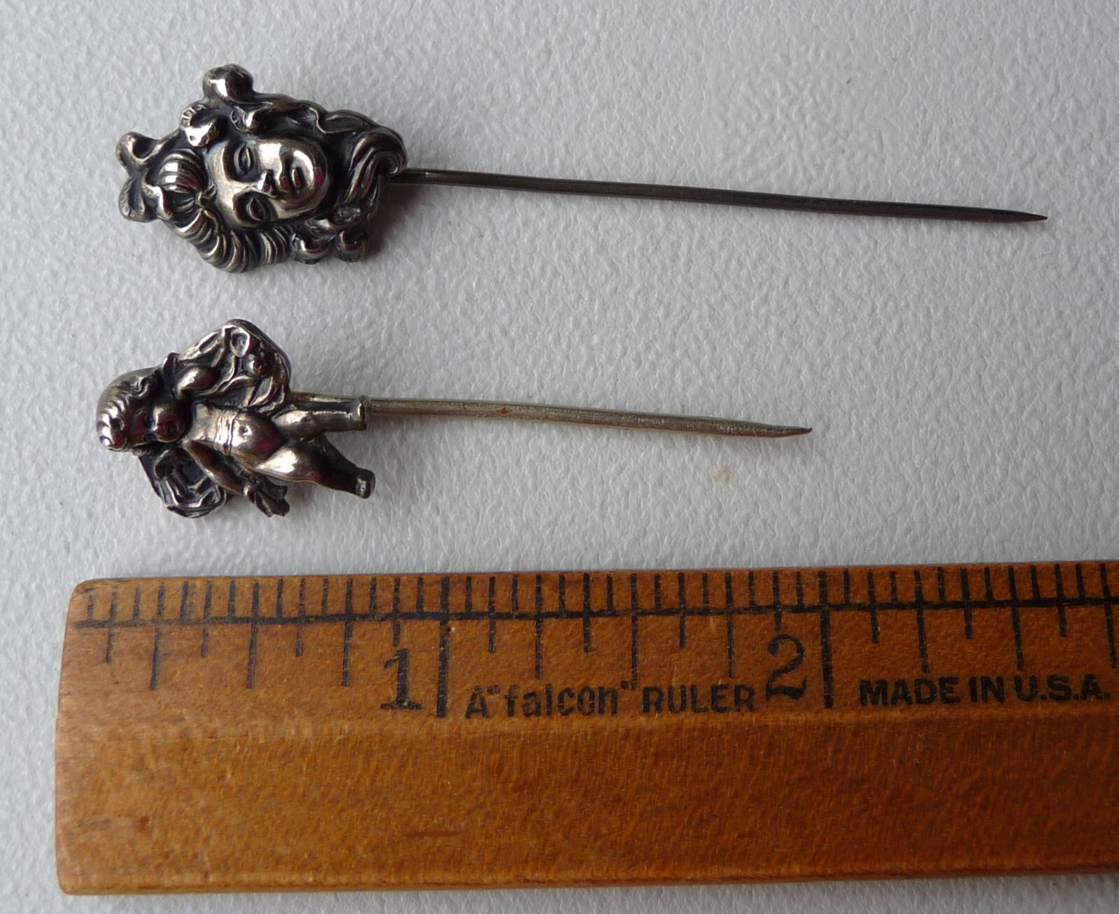 LOT of 2 ANTIQUE/VICT. SILVER STICKPINS ART NOUVEAU STERLING STICK PINS