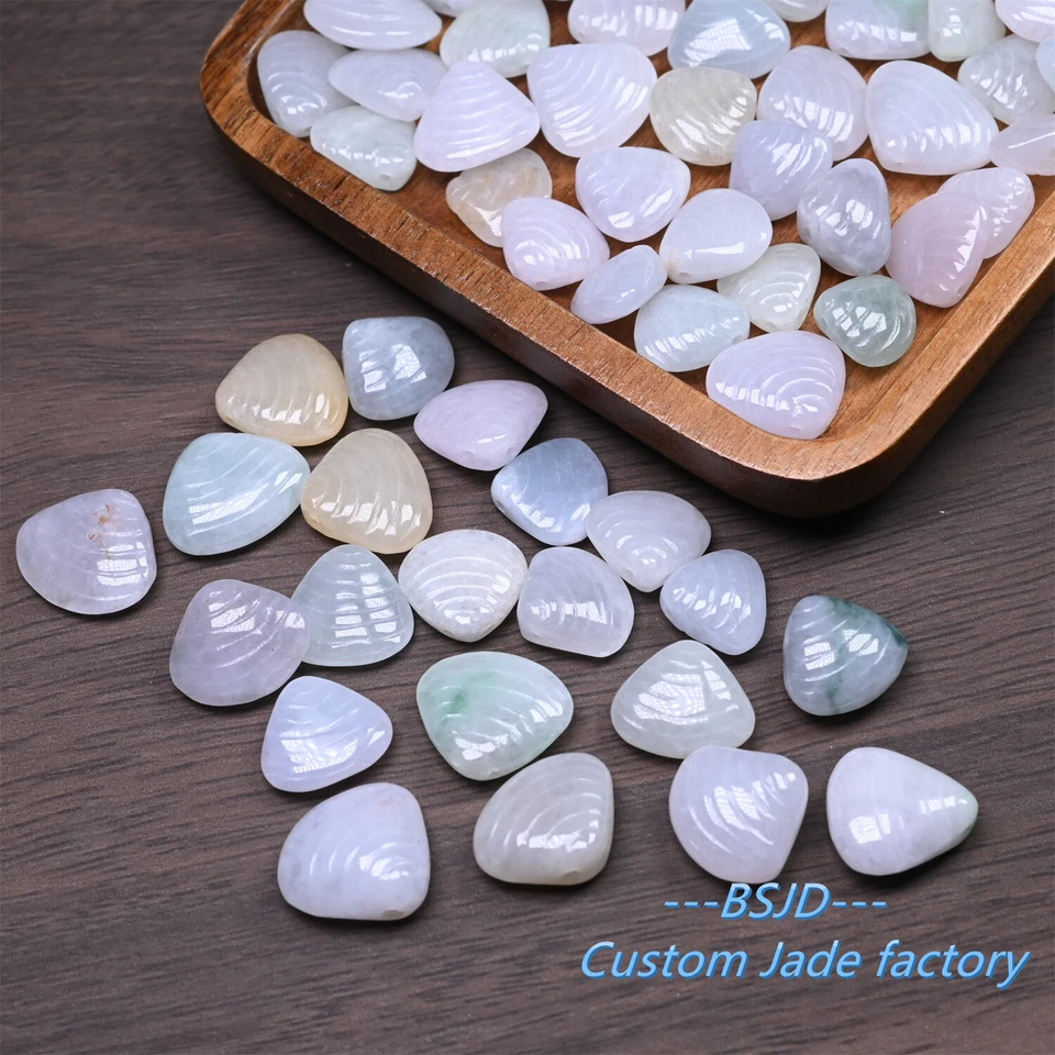 Wholesale Grade A Jade Burma jadeite Beads pearl Shell bead Type Ice Jadeite - Image 3 of 4