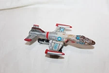 Vintage USAF Fighter Jet Tin Litho Friction Toy Ariplane made in Japan 5"