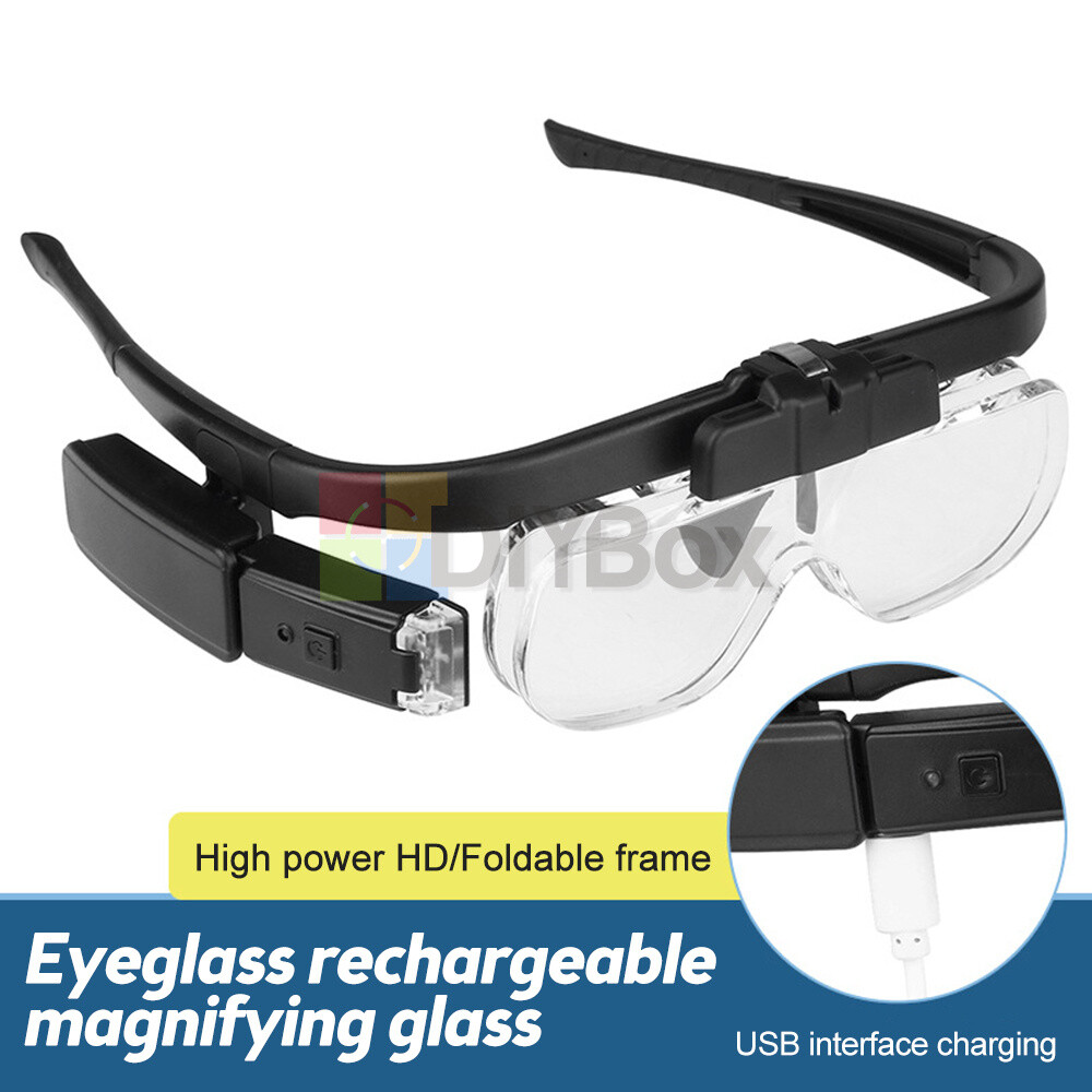 Headband Magnifier Rechargeable Magnifying Glass with LED Light Hands Free  Magnifying Glass for Reading Interchangeable Magnification Lenses 1.5X 2.5X