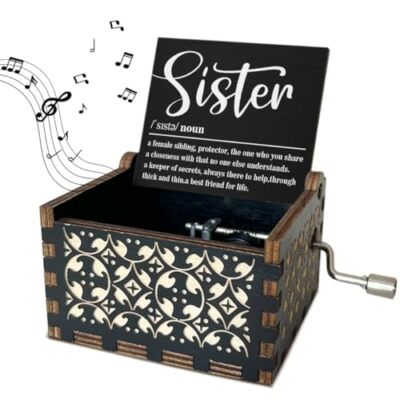 Definiton Wooden Music Box Birthday Gifts fors Vintage Hand Crank Music Sister
