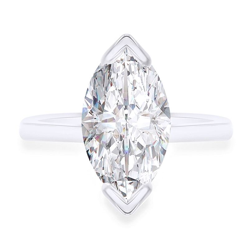 Solitaire 925 Sterling Silver Marquise Cut CZ Engagement Ring-image