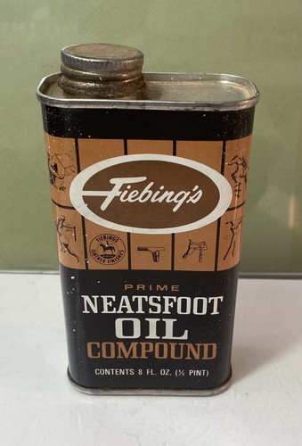 Vintage Fiebing's Neatsfoot Oil Compound 8 Oz Tin Can Partially Filled