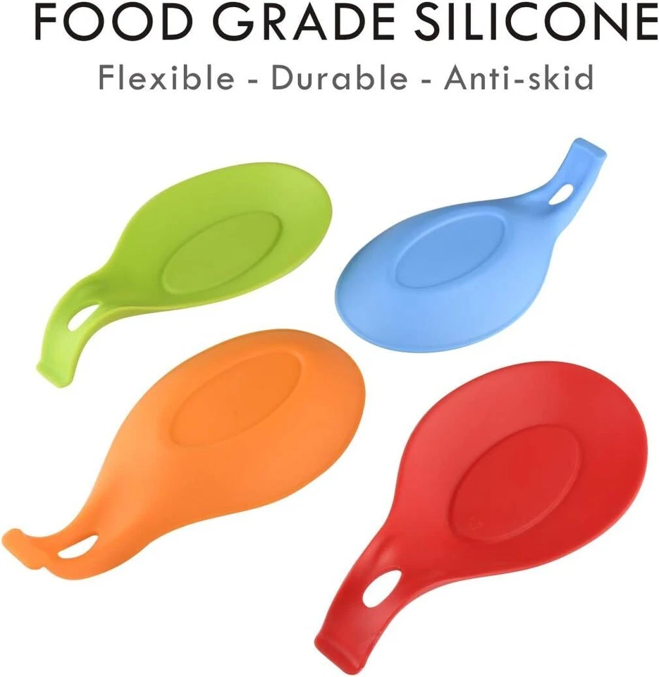 Kitchen Silicone Spoon Rest Heat Resistant Utensil Rest Ladle Spoon Holder Lot - Image 2 of 4