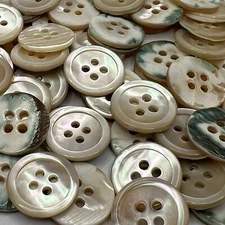 Beige Oyster-Mother Of Pearl-Trocas Shell Button Green Back 10mm 15mm 4hole