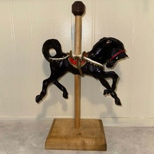 Vintage Hand Carved  Painted Wooden Carousel Horse Figurine 13" Tall