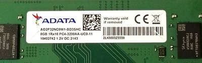 ADATA 8GB DDR4 3200MHZ PC4-3200AA DESKTOP RAM AO2P32NC8W1-BD3SHC
