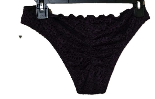 NEW ~~Mossimo Size Small Dark Purple Cheeky Crotchet Swim Bikini Bottoms 》 - Picture 4 of 5