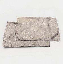 Hotel Collection Silver Textured Hidden Zipper Standard Pillow Sham Set(2) EUC
