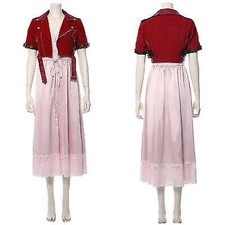 Aerith Gainsborough Cosplay Costume Fancy Pink Dress Jacket Halloween Uniform