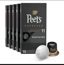Peet'S Coffee Dark Roast Espresso Capsules Nespresso Original Nerissimo 5 Pack