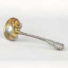 Whiting Louis XV Sterling Silver Cream Ladle Gilt Bowl Pat 1891 American