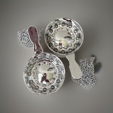Sommelier Cups Silver Tone New With Chain Plastic Novelty Set 2