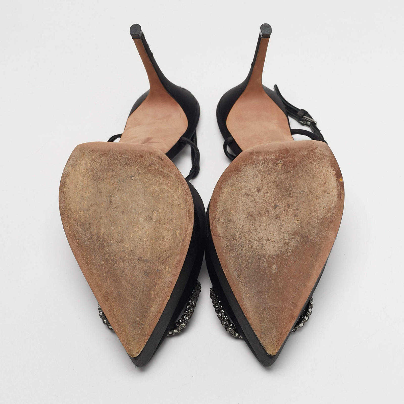 Valentino Black Satin VLogo Slingback Platform Pumps Size 40 thumbnail 7