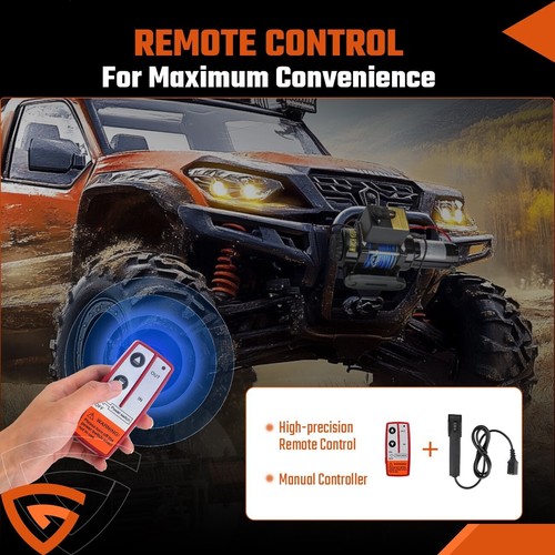 4500LBS Winch ATV UTV 12V Electric Off Road Steel Cable w/ 4-way Roller Remote - Picture 3 of 11
