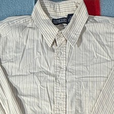 Vintage 90s Land's End Pinstripe Oxford Button-Down Made in USA Men's Tall 16-36