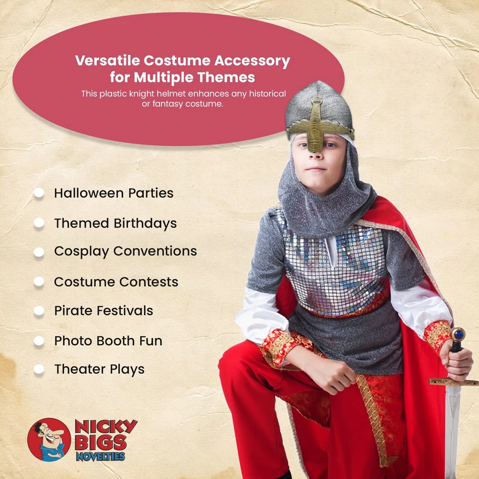 Casco cruzado medieval de plástico para niños casco de caballero templario accesorio utilería Foto 4 de 4