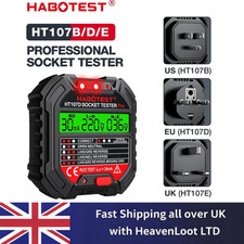 HABOTEST HT107 Pro Socket Tester - RCD Test, Voltage, Ground/Neutral, UK Plug