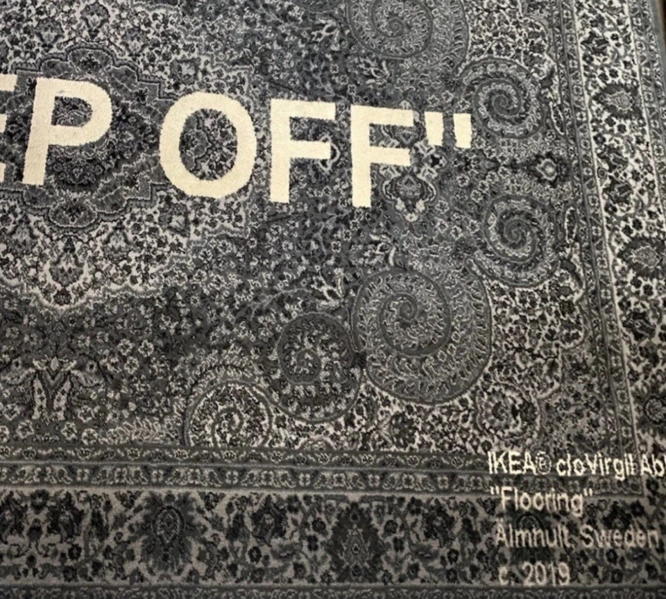 Virgil Abloh x IKEA "KEEP OFF" Rug 200x300 CM Grey/White Off White, Pre-owned - Image 4 of 4