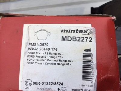 Front Brake Pads Set Fits Ford Focus Tourneo Mintex MDB2272 OLD STOCK TATTY BOX