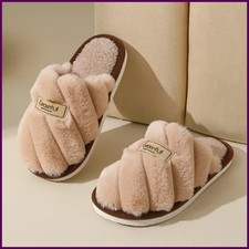 Zapatillas de invierno cálidas de felpa para mujer, zapatos suaves antideslizant