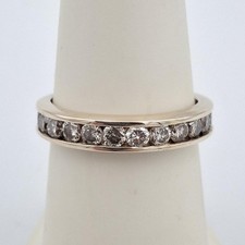 14K Yellow Gold Channel-Set Round Natural Diamond 4mm Wedding Band Ring sz 6.25