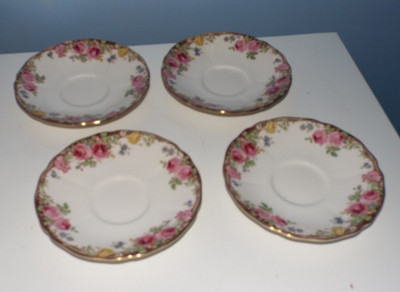 4 Royal Doulton English Rose Untertassen D6071 15 cm (6'')