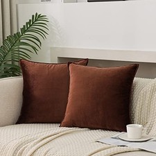 Velvet Throw Pillow Covers 22x22 Inches Pack of 2 22" x 22" Pack of 2 Brown