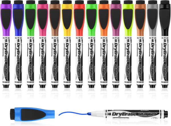 Whiteboard Marker, 15 StüCk Farben Whiteboard Stifte Magnetisch, Folienstift Abw-image