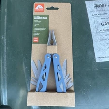 Ozark Trail 12-in-1 MultiTool Blue Rubberized Handle Pliers Saw Knife Screwdrive