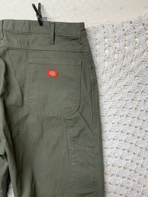 Dickies Carpenter Canvas Pants Mens 42x32 Olive Green Straight Leg