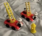 Lot Of Vintage Little People Firemen, Their Dogs And Trucks