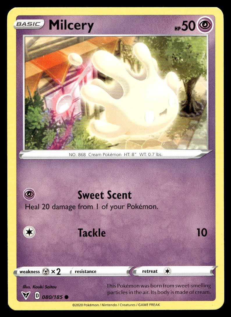 Milcery 80/185 Pokemon Card Vivid Voltage Common 50 HP Lightly Played H1