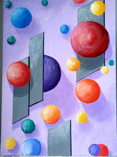 Natura morta del cubismo astratto. Quadro acrilico originale fatto a mano...