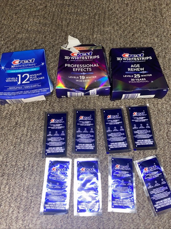 BIG lot Crest Whitestrips. Total Of 350 Strips Plus 2 Lights Read Desc
