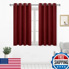 DWCN Burgundy Blackout Curtains for Living Room/Bedroom, Small Window, 52"x54" S