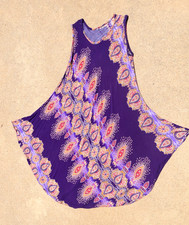 Purple PAISLEY VNT Sleeveless DRESS Sz S Asymmetrical Retro Boho Hippie SALE
