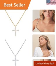 14K Gold Plated Cubic Zirconia Cross Necklace for Women  Cross Faith Pendant...