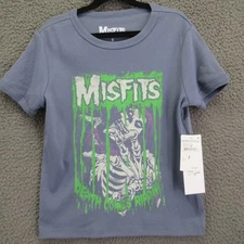 Misfits Shirt Youth Small Blue Death Comes Ripping Band Tee Skeleton Punk Rock