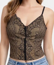 Charlotte Russe Corset Bustier Black Lace Size M Goth Fairy Grunge Coquette