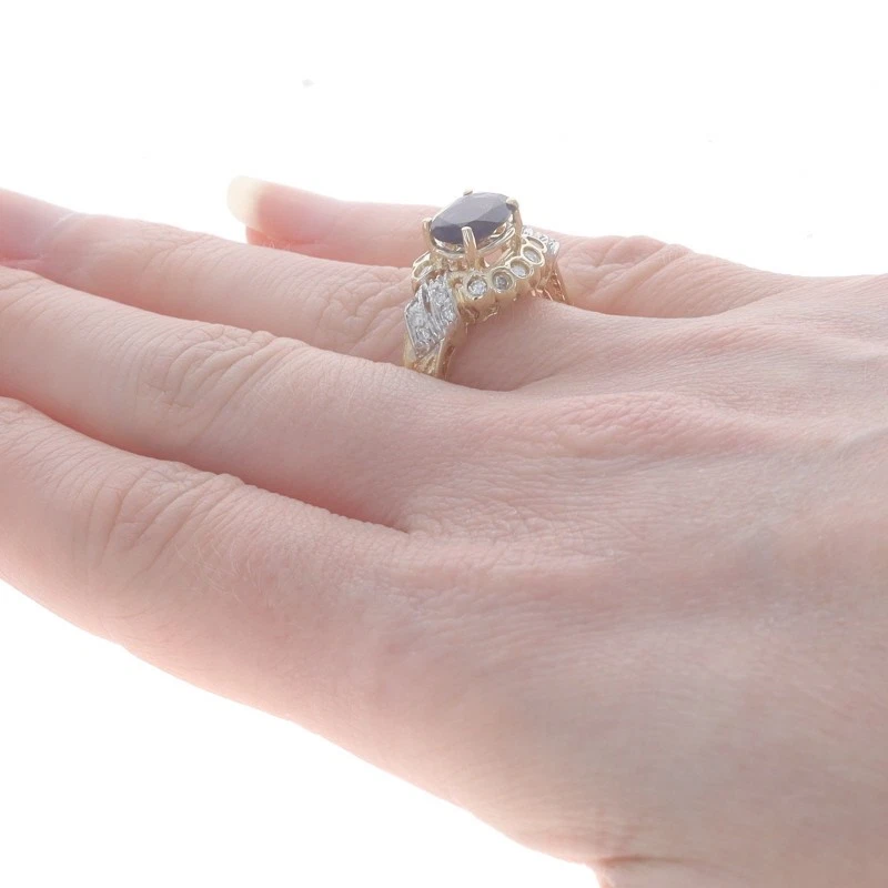 Yellow Gold Iolite Diamond Ring - 14k Oval 1.35ctw Milgrain - Image 4 of 4