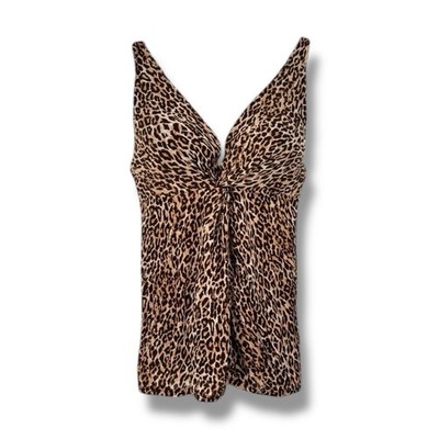Vtg Victorias Secret Push Up Top 34C 00s Plunge Tank Y2K Animal Leopard Print