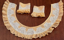 Unused NOS Vintage to Antique German Lace Collar & Cuffs, Floral Lace on Silk