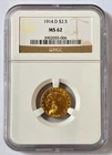 1914-D $2.5 Indian Head Quarter Eagle Gold Coin- NGC MS62