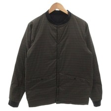 NANAMICA For SLOWEAR Reversible Check Down Jacket Navy Beige Men Vintage Japan