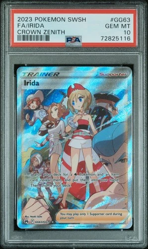 2023 POKEMON SWORD & SHIELD CROWN ZENITH #GG63 FULL ART/IRIDA PSA 10