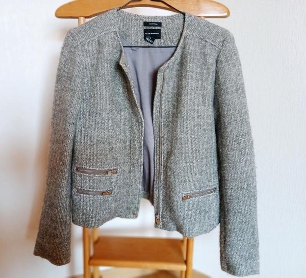 Women Club Monaco Jacket Silver Wool M