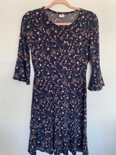 Kaileigh Dress Women's Navy Blue Floral Knee length Cottagecore Boho Festival