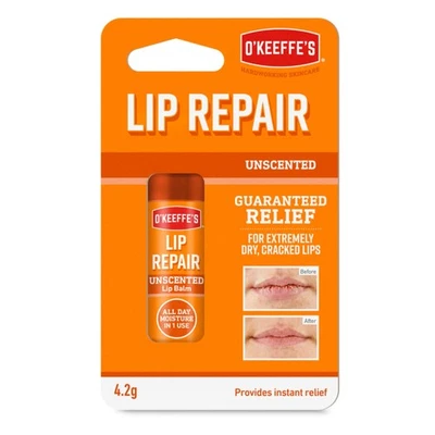 O'KEEFFE'S OKeeffes Lip Repair Unscented Lip Balm, 4.2g â€“ For Extremely Dry, Cracked Lips